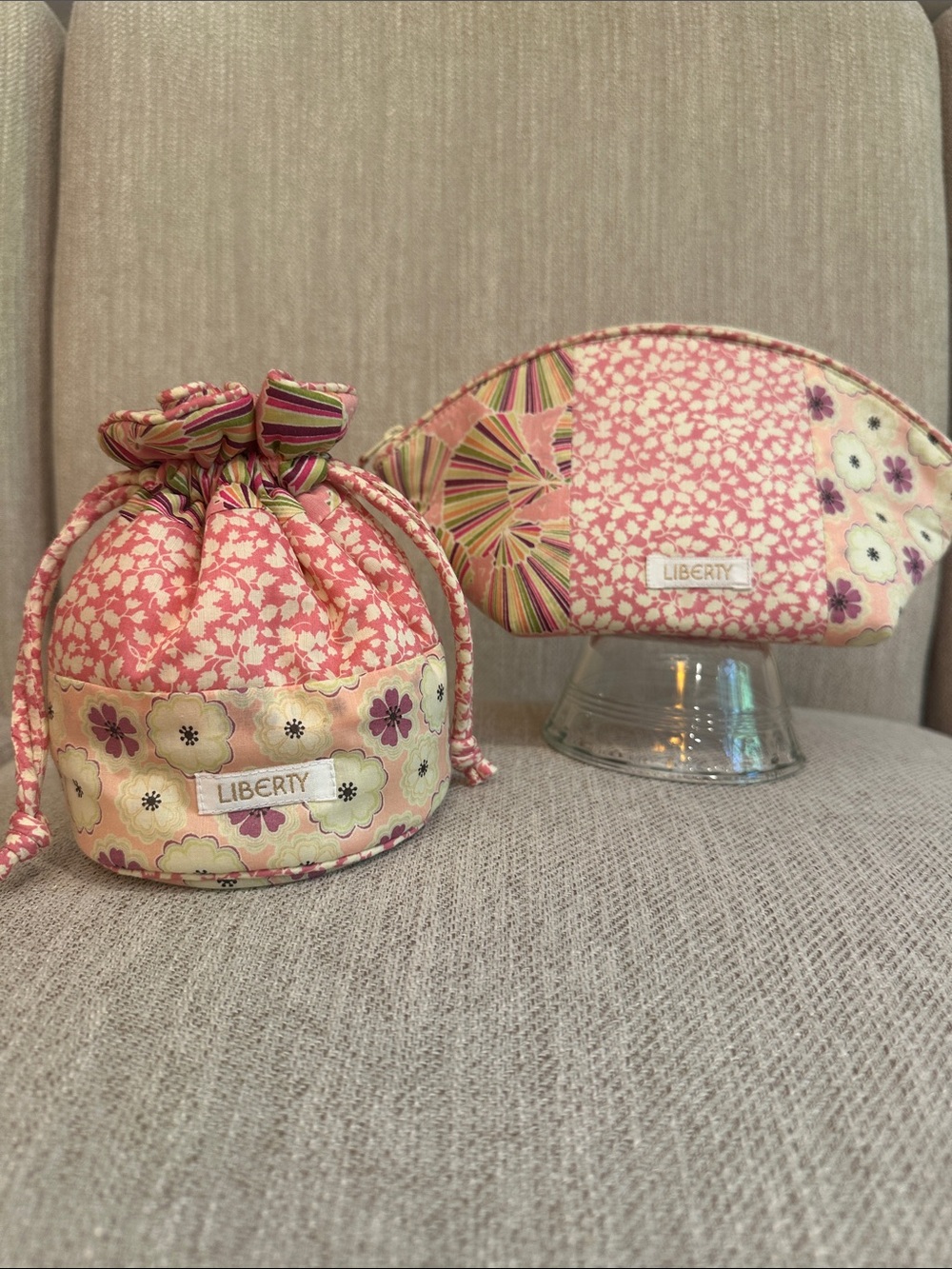 Authentic Liberty of London Cosmetic Bag snd Drawstring Pouch Set NWOT